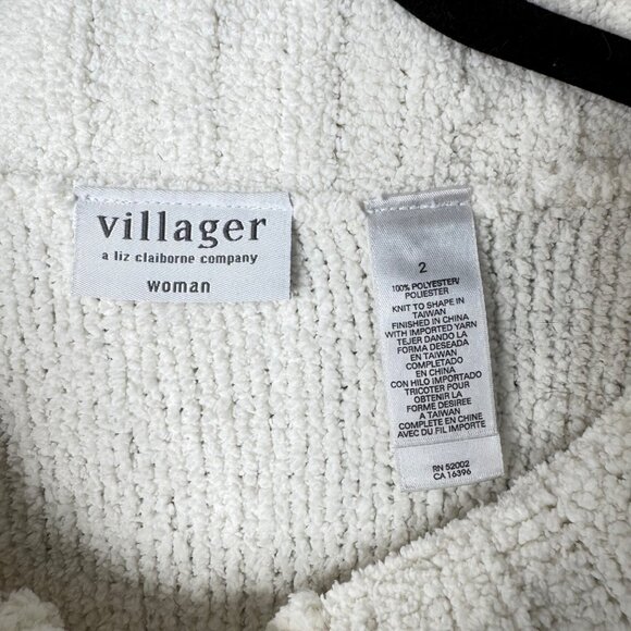 Vintage White Villager By Liz Claiborne Womens Button-Up Collar Cardigan Sweater - Picture 5 of 10